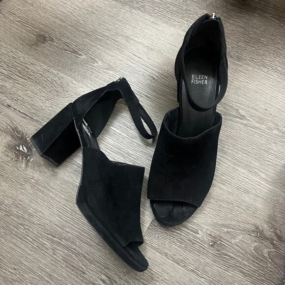 Eileen Fisher Matty Suede Platform Sandal Black Suede Women’s SZ 11 - Picture 1 of 9